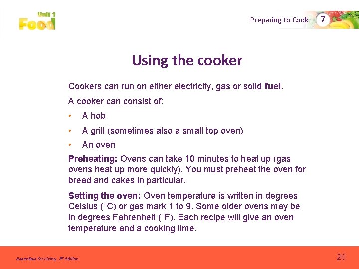 Preparing to Cook 7 Using the cooker Cookers can run on either electricity, gas Preparing to Cook 7 Using the cooker Cookers can run on either electricity, gas
