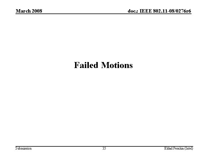 March 2008 doc. : IEEE 802. 11 -08/0276 r 6 Failed Motions Submission 35