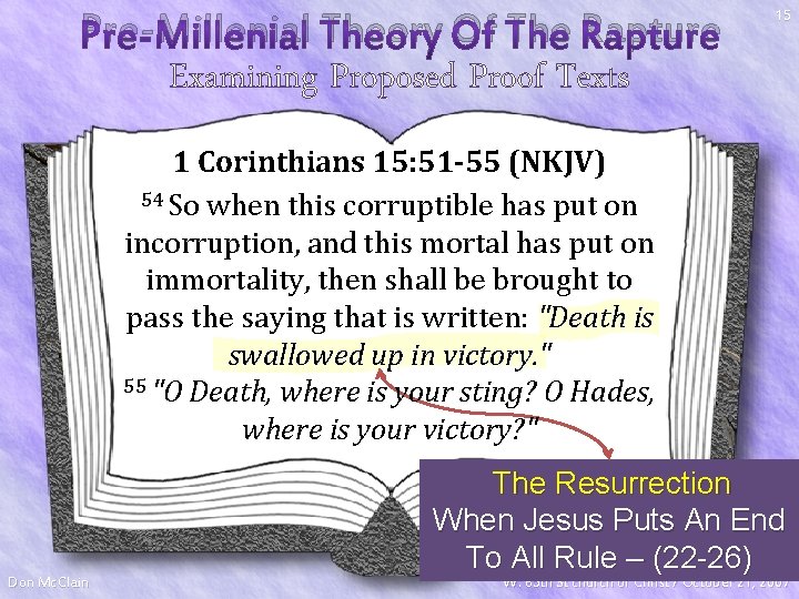 Pre-Millenial Theory Of The Rapture 15 Examining Proposed Proof Texts 1 Corinthians 15: 51