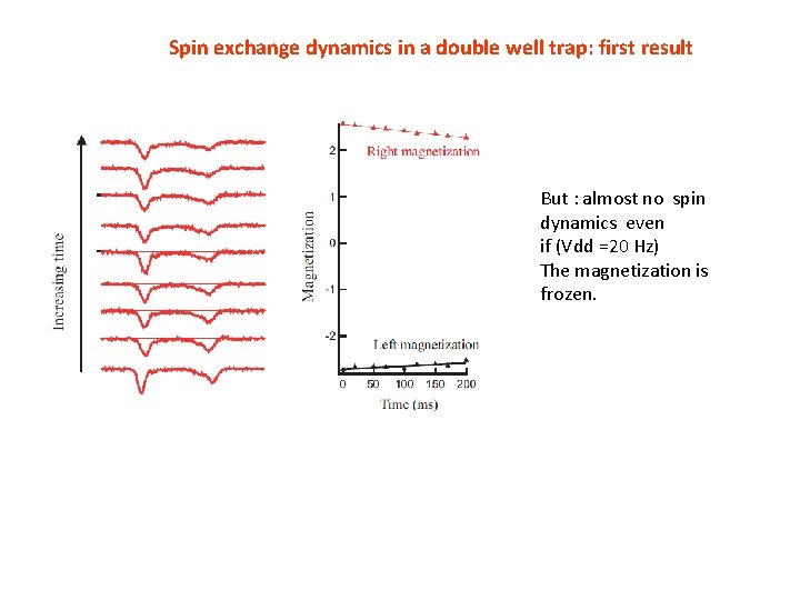 Spin exchange dynamics in a double well trap: first result But : almost no