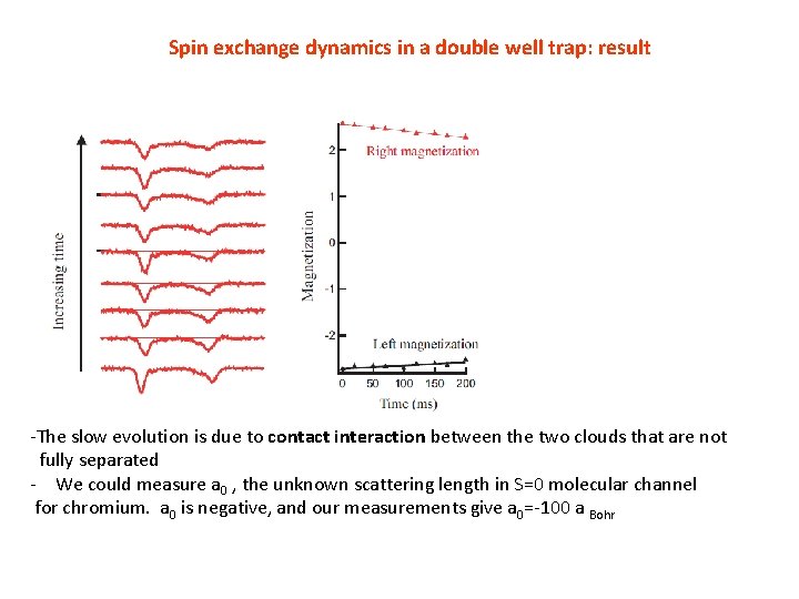 Spin exchange dynamics in a double well trap: result -The slow evolution is due