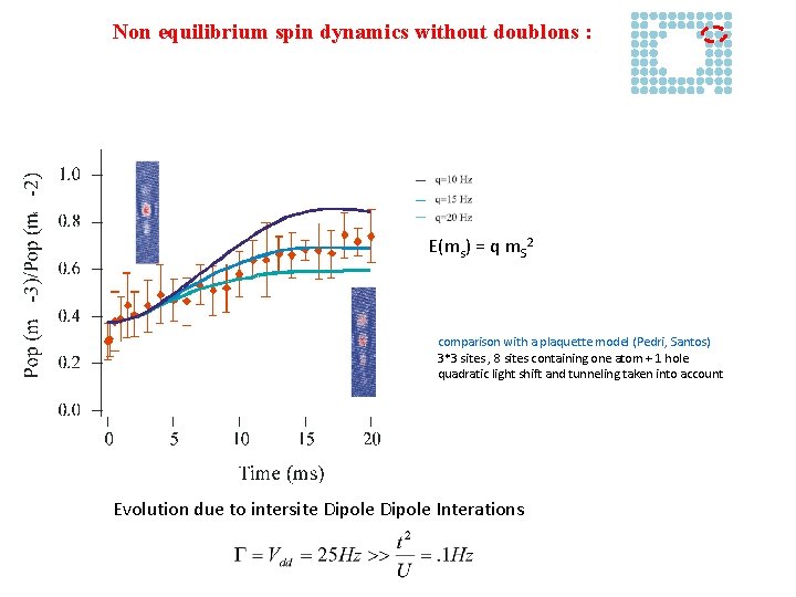 Non equilibrium spin dynamics without doublons : E(ms) = q m. S 2 comparison