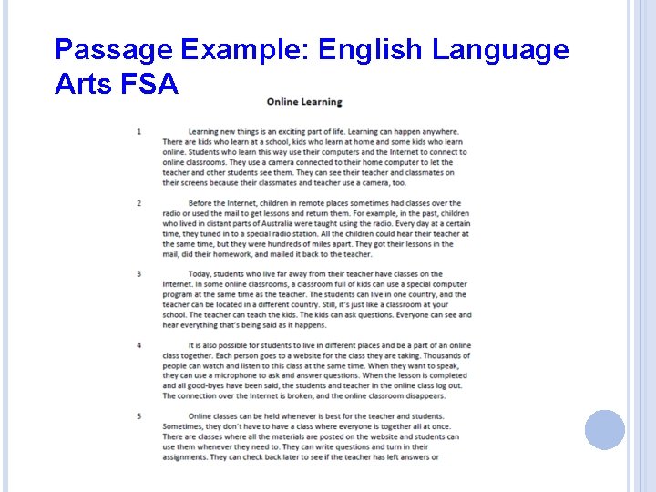 Passage Example: English Language Arts FSA 