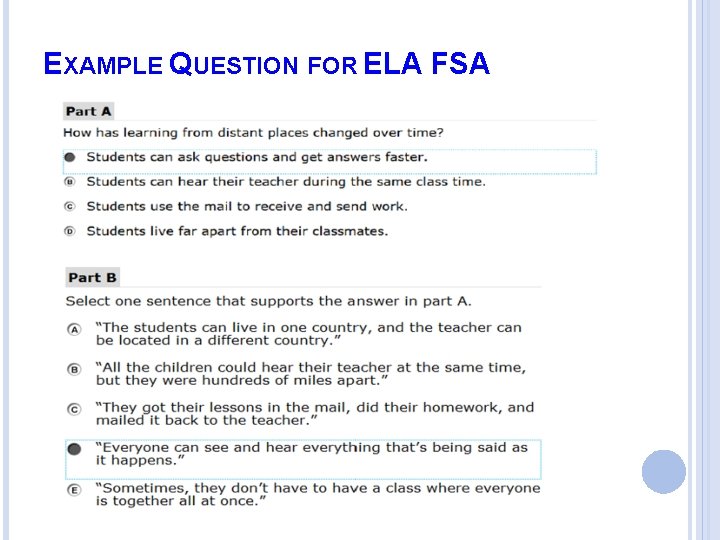 EXAMPLE QUESTION FOR ELA FSA 