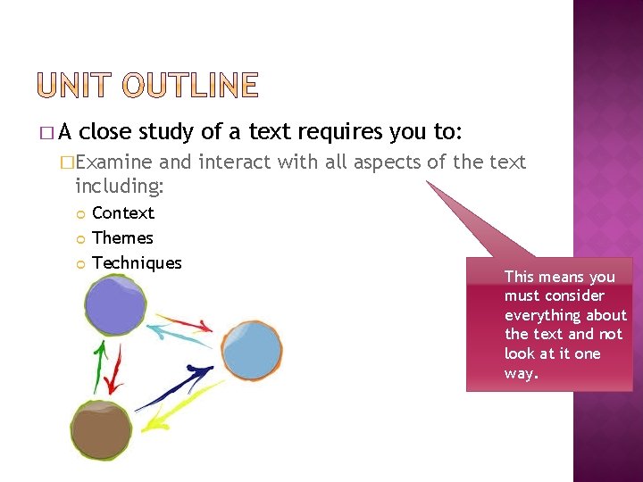 �A close study of a text requires you to: �Examine and interact with all