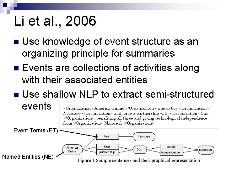 Li et al. , 2006 Use knowledge of event structure as an organizing principle