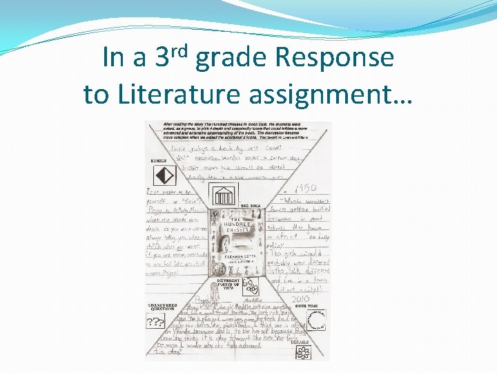 rd 3 In a grade Response to Literature assignment… 
