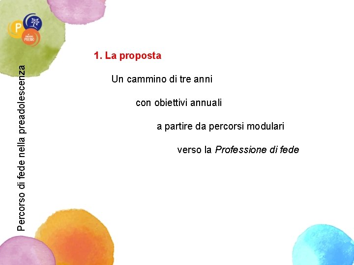 Percorso di fede nella preadolescenza 1. La proposta Un cammino di tre anni con