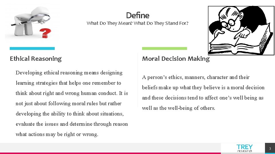 Define What Do They Mean? What Do They Stand For? Ethical Reasoning Developing ethical