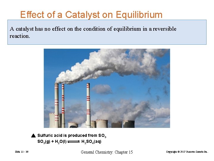 Effect of a Catalyst on Equilibrium A catalyst has no effect on the condition