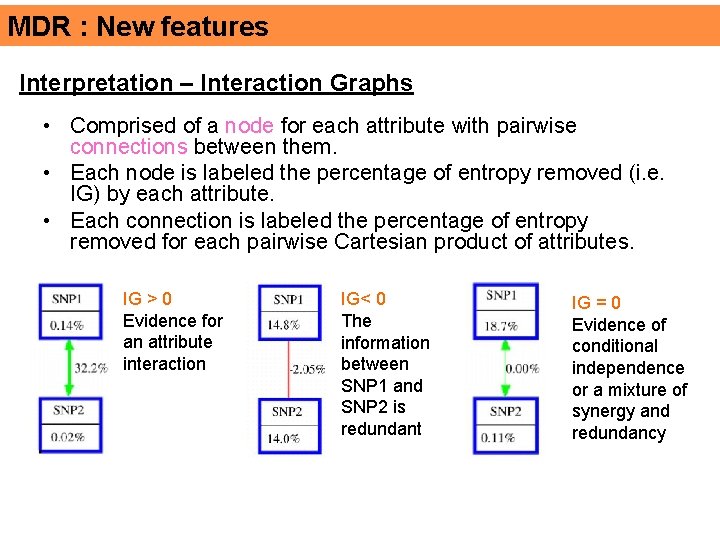 MDR : New features Interpretation – Interaction Graphs • Comprised of a node for