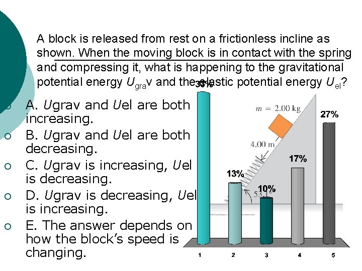 A block is released from rest on a frictionless incline as shown. When the