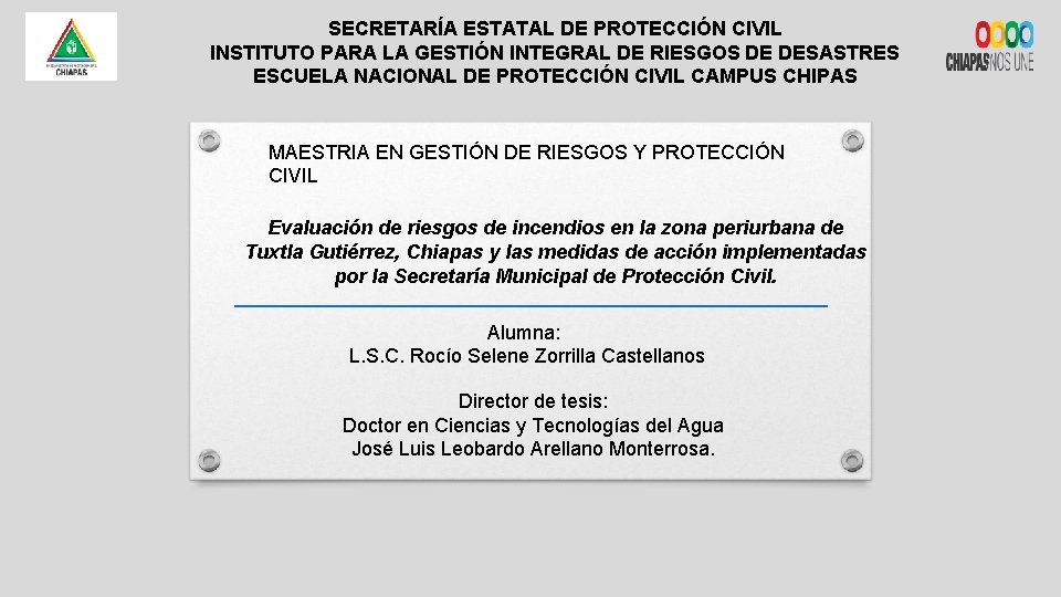 SECRETARA ESTATAL DE PROTECCIN CIVIL INSTITUTO PARA LA