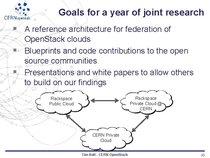 Goals for a year of joint research § A reference architecture for federation of