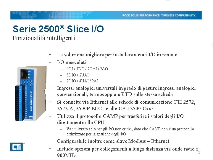 Serie 2500® Slice I/O Funzionalità intelligenti • • La soluzione migliore per installare alcuni