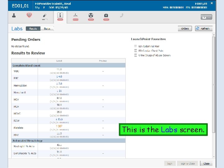 This is the Labs screen. 