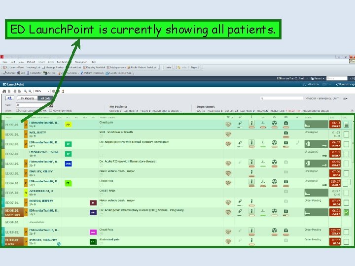 ED Launch. Point is currently showing all patients. 