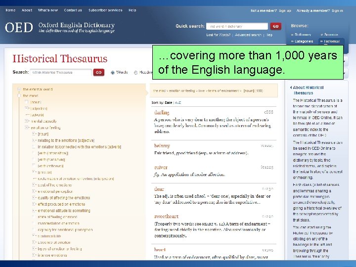 …covering more than 1, 000 years of the English language. 