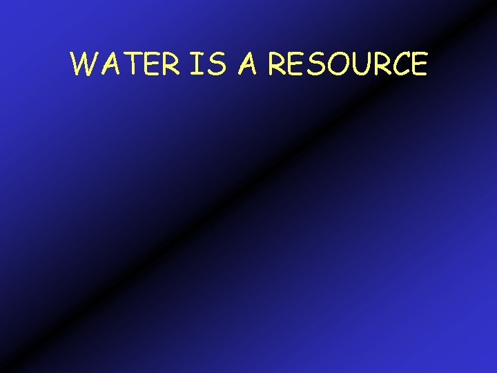 WATER IS A RESOURCE Renewable any resource that