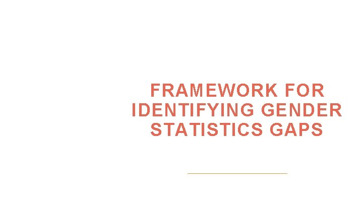2 FRAMEWORK FOR IDENTIFYING GENDER STATISTICS GAPS 