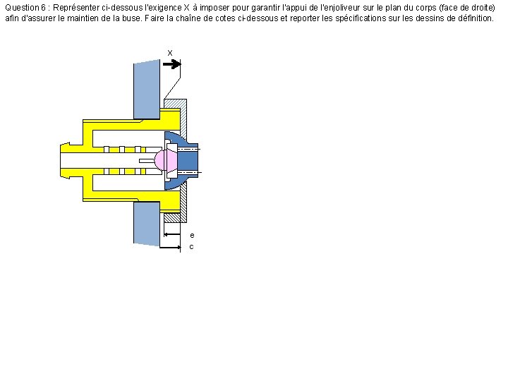 Question 6 : Représenter ci-dessous l'exigence X à imposer pour garantir l'appui de l'enjoliveur