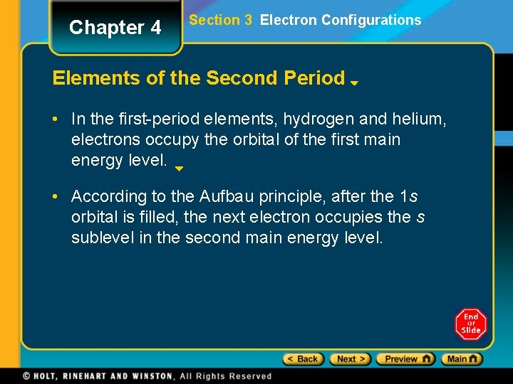 Chapter 4 Section 3 Electron Configurations Elements of the Second Period • In the