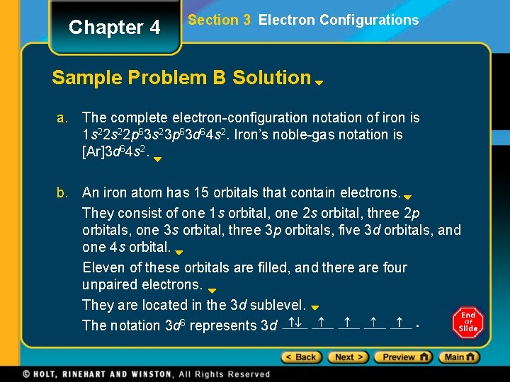 Chapter 4 Section 3 Electron Configurations Sample Problem B Solution a. The complete electron-configuration