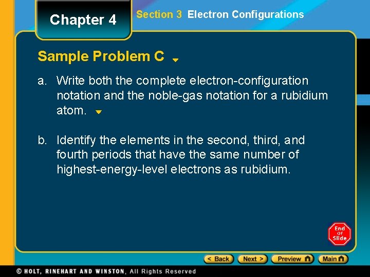 Chapter 4 Section 3 Electron Configurations Sample Problem C a. Write both the complete