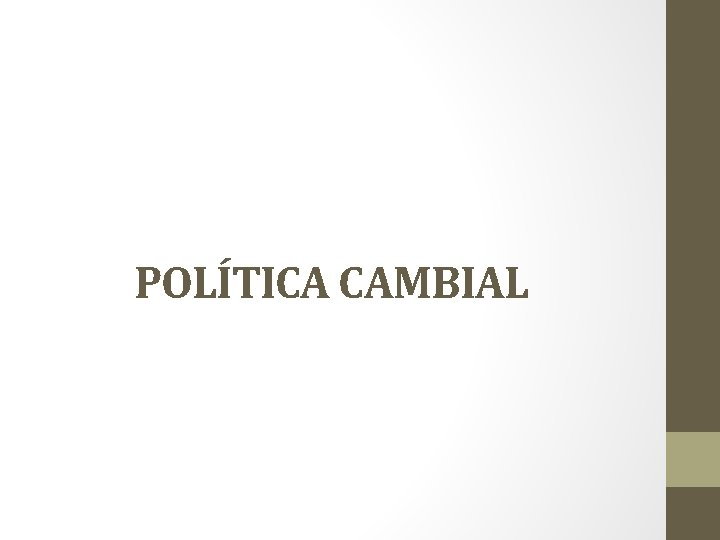 POLÍTICA CAMBIAL 