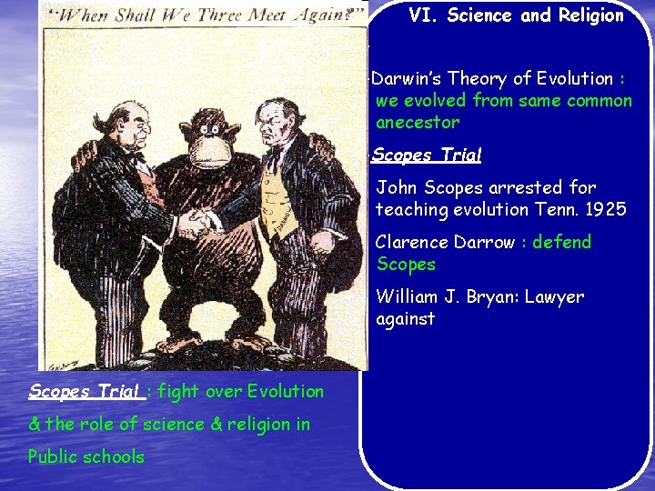 VI. Science and Religion -Darwin’s Theory of Evolution : we evolved from same common