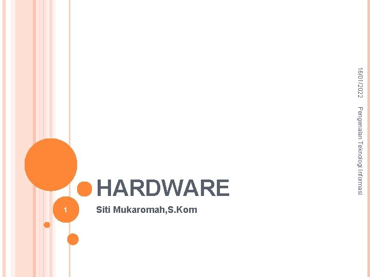 16/01/2022 Siti Mukaromah, S. Kom 1 Pengenalan Teknologi Informasi HARDWARE 