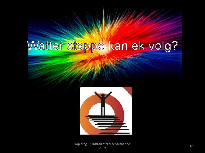 Watter stappe kan ek volg? Kopiereg (C) Juffrou Marelize Swanepoel 2019 32 