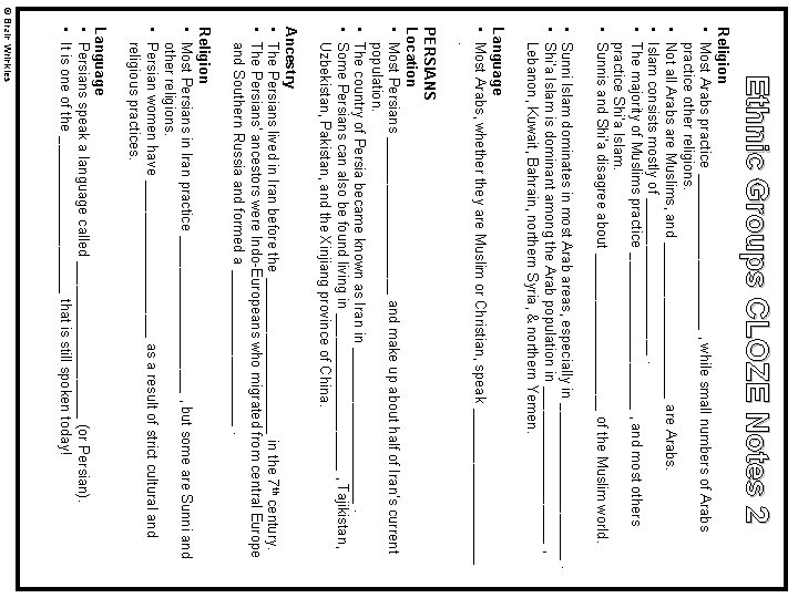 Ethnic Groups CLOZE Notes 2 Religion • Most Arabs practice __________ , while small