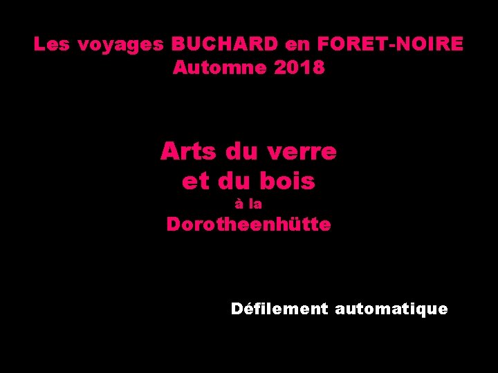 Les voyages BUCHARD en FORET-NOIRE Automne 2018 Arts du verre et du bois à