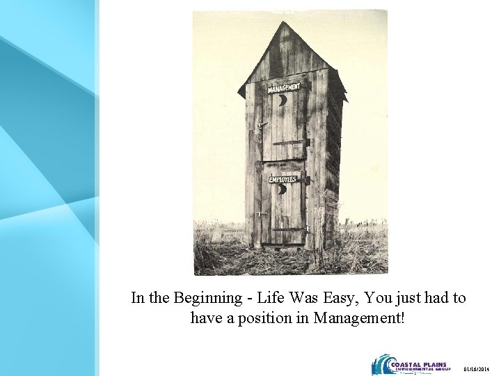 In the Beginning - Life Was Easy, You just had to have a position