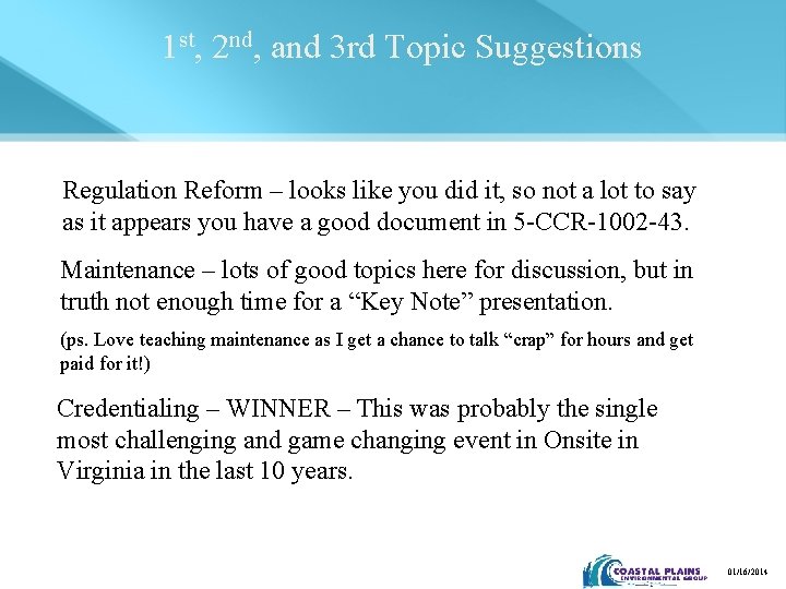1 st, 2 nd, and 3 rd Topic Suggestions Regulation Reform – looks like
