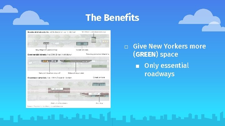 The Benefits □ Give New Yorkers more (GREEN) space ■ Only essential roadways 