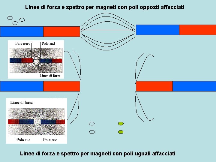 Linee di forza e spettro per magneti con poli opposti affacciati Linee di forza