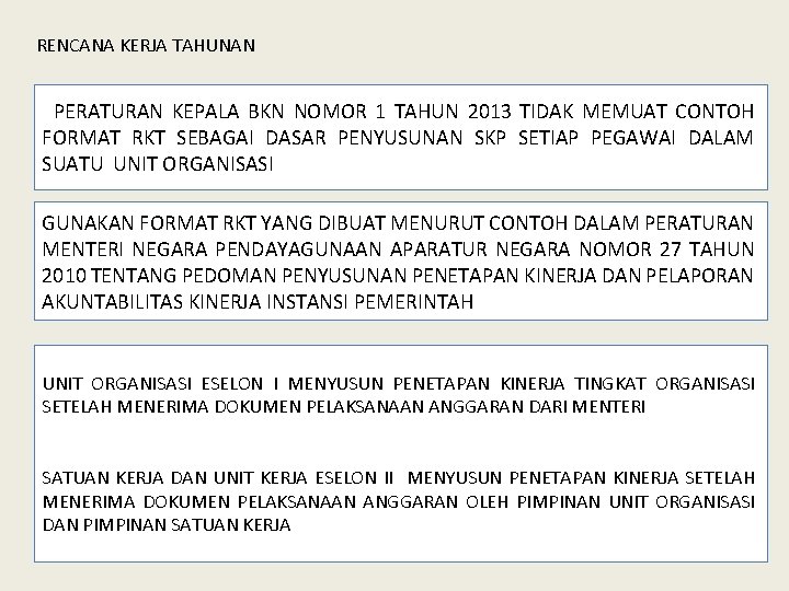 RENCANA KERJA TAHUNAN p. PERATURAN KEPALA BKN NOMOR 1 TAHUN 2013 TIDAK MEMUAT CONTOH