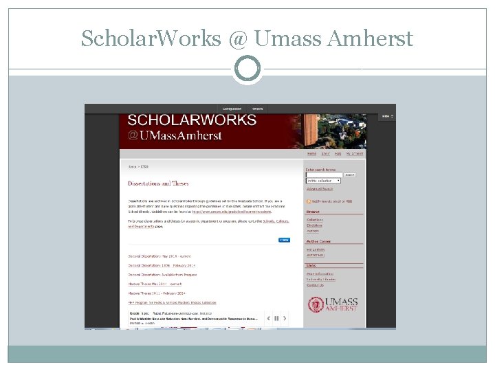 Scholar. Works @ Umass Amherst 