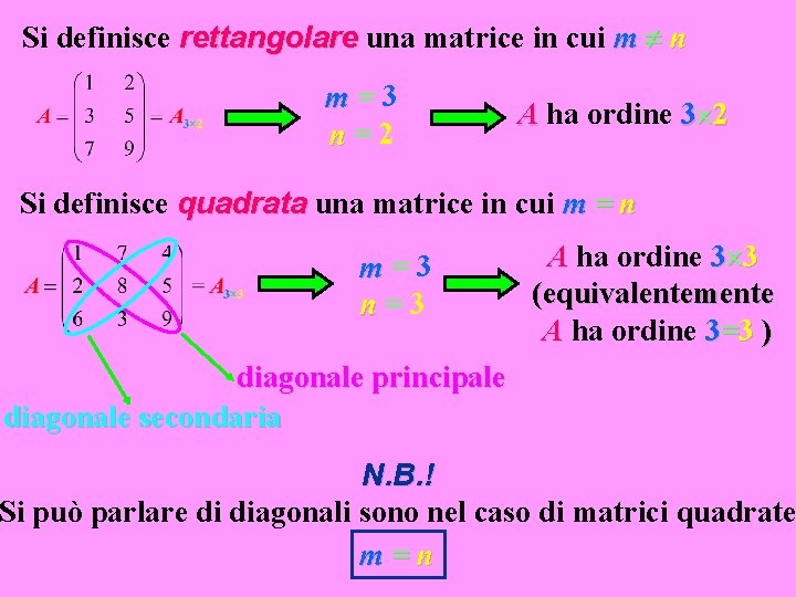 Si definisce rettangolare una matrice in cui m n m=3 n=2 A ha ordine