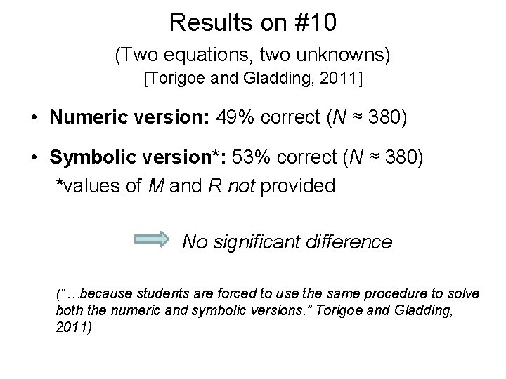 Results on #10 (Two equations, two unknowns) [Torigoe and Gladding, 2011] • Numeric version: