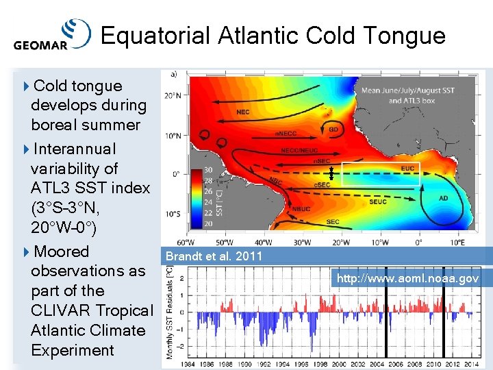 Equatorial Atlantic Cold Tongue 4 Cold tongue develops during boreal summer 4 Interannual variability