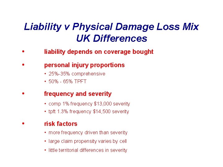 Liability v Physical Damage Loss Mix UK Differences • liability depends on coverage bought