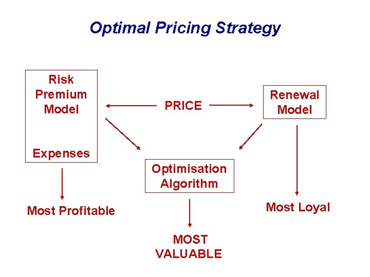 Optimal Pricing Strategy Risk Premium Model PRICE Renewal Model Expenses Optimisation Algorithm Most Loyal