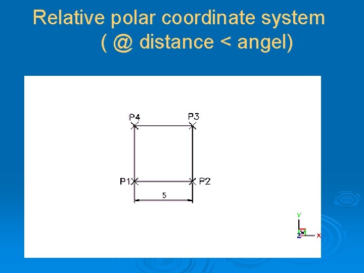 Relative polar coordinate system ( @ distance < angel) 