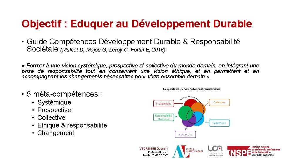 Objectif : Eduquer au Développement Durable • Guide Compétences Développement Durable & Responsabilité Sociétale