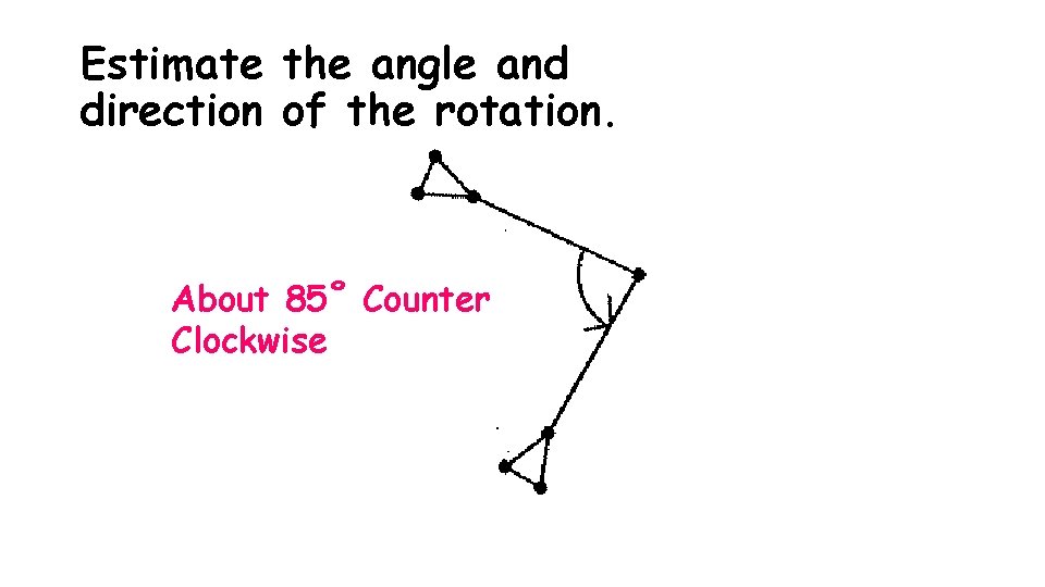 Estimate the angle and direction of the rotation. About 85˚ Counter Clockwise 