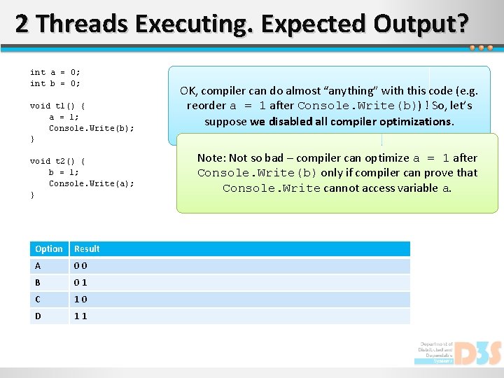 2 Threads Executing. Expected Output? int a = 0; int b = 0; void 2 Threads Executing. Expected Output? int a = 0; int b = 0; void