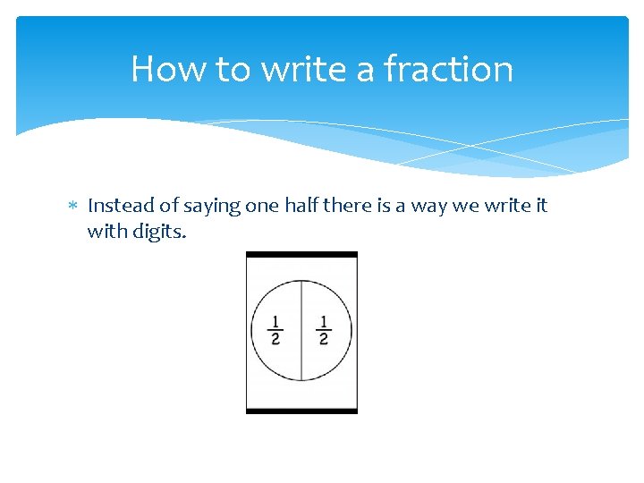 How to write a fraction Instead of saying one half there is a way